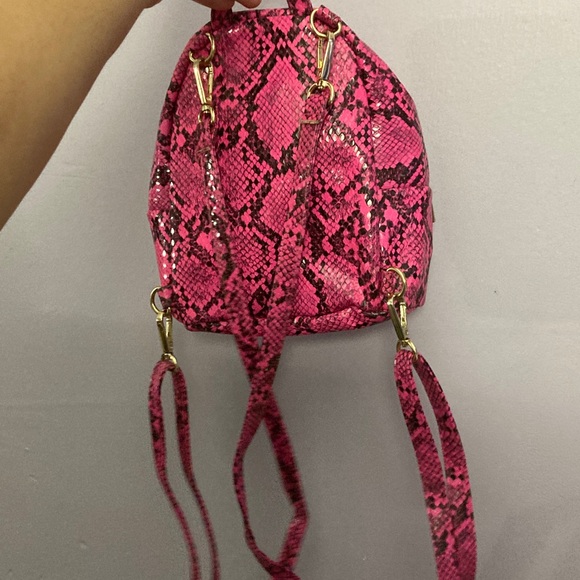 Pink Snake Print Mini Backpack - Picture 2 of 3